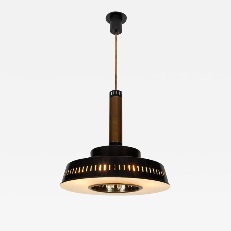  Stilnovo Large 1950s Stilnovo Model 1157 Brass and Glass Suspension Light