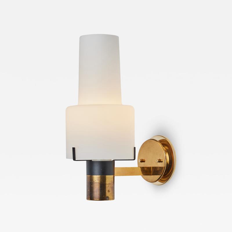 Stilnovo Large 1950s Stilnovo Model 2079 1 Brass Opaline Glass Sconce