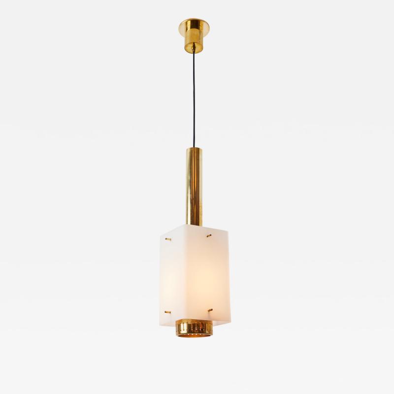  Stilnovo Large 1950s Stilnovo Model Brass and Glass Pendant with Original Yellow Label