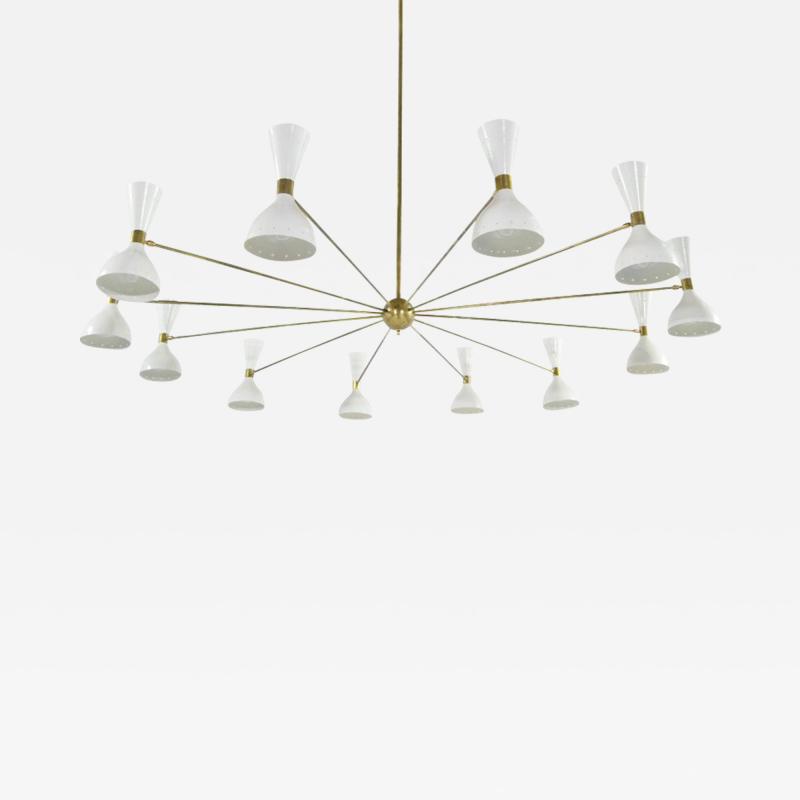  Stilnovo Large Scale Italian Chandelier in the Style of Stilnovo 1950s