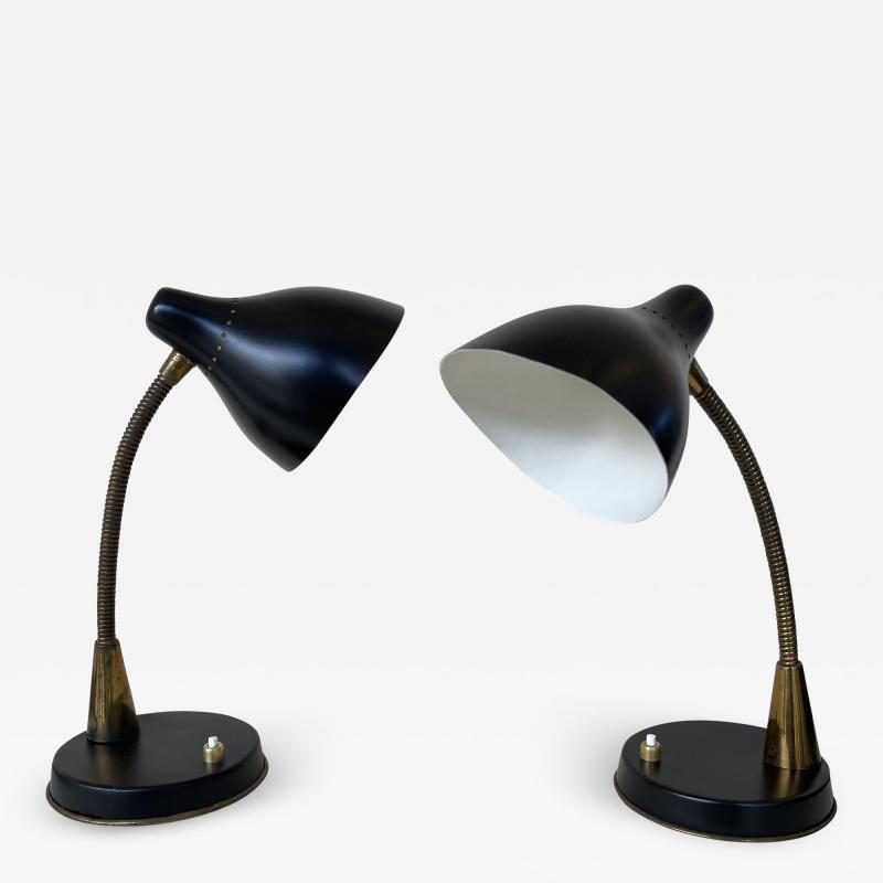  Stilnovo Mid Century Pair of Lamps lacquered metal and Brass by Stilnovo Italy 1950s