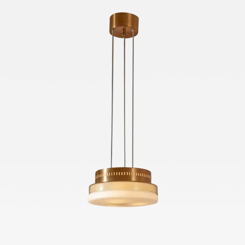 Stilnovo Midcentury Stilnovo Style Pendant Light Made of Glass and Copper Italy 1960s