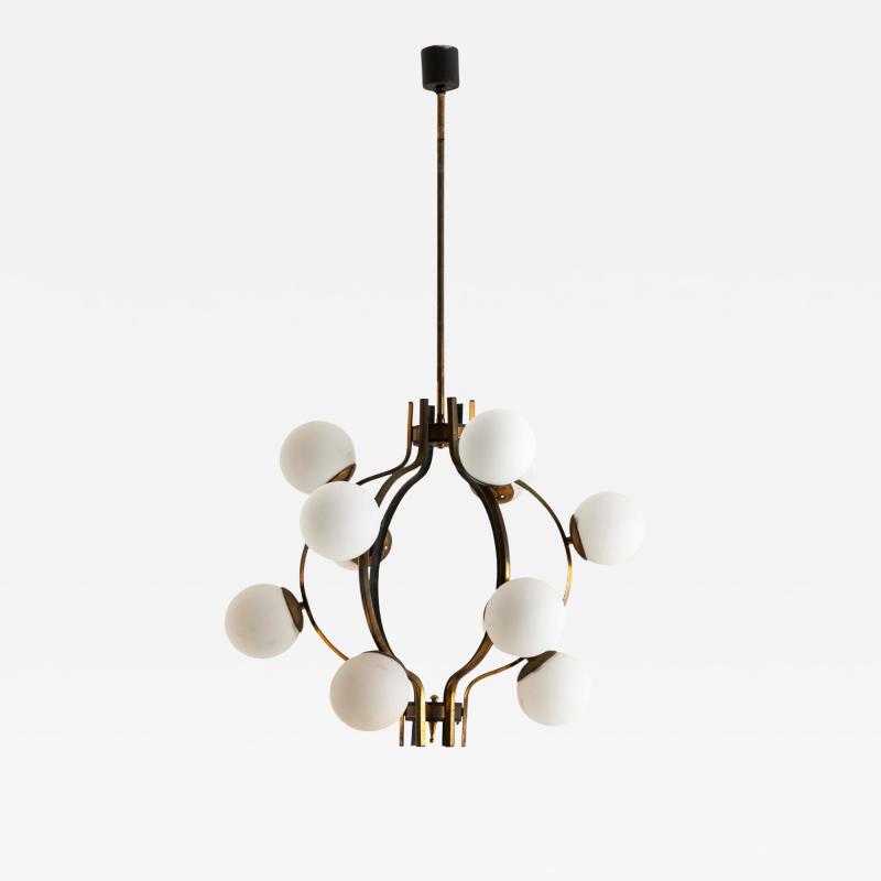  Stilnovo Opaline Glass Globe Suspension Lamp