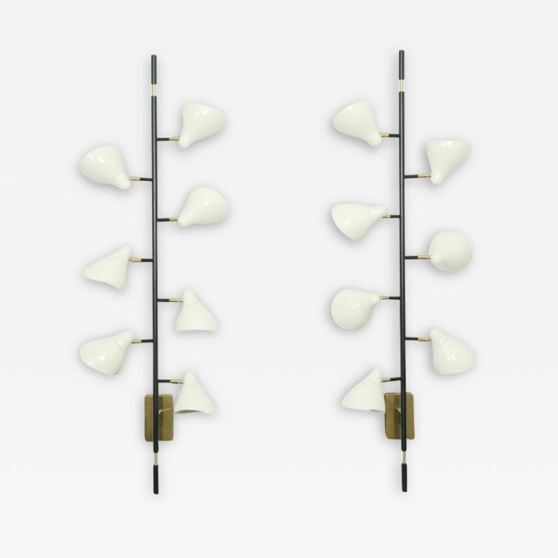  Stilnovo Pair of Articulated Cone Sconces in the manner of Stilnovo