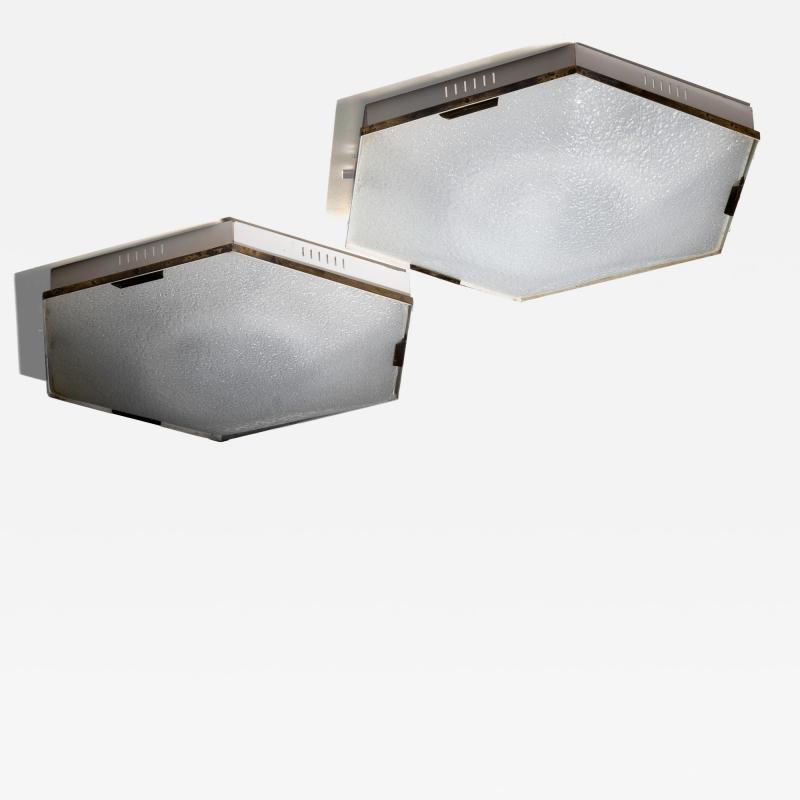  Stilnovo Pair of Stilnovo hexagonal ceiling lamps