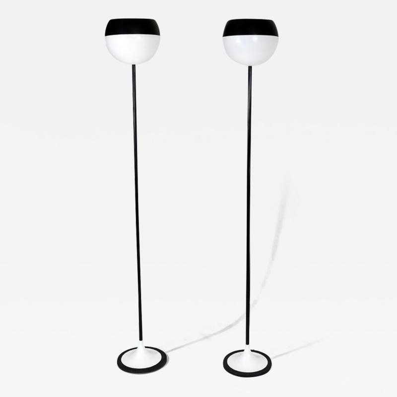  Stilnovo Pair of black white floor lamps