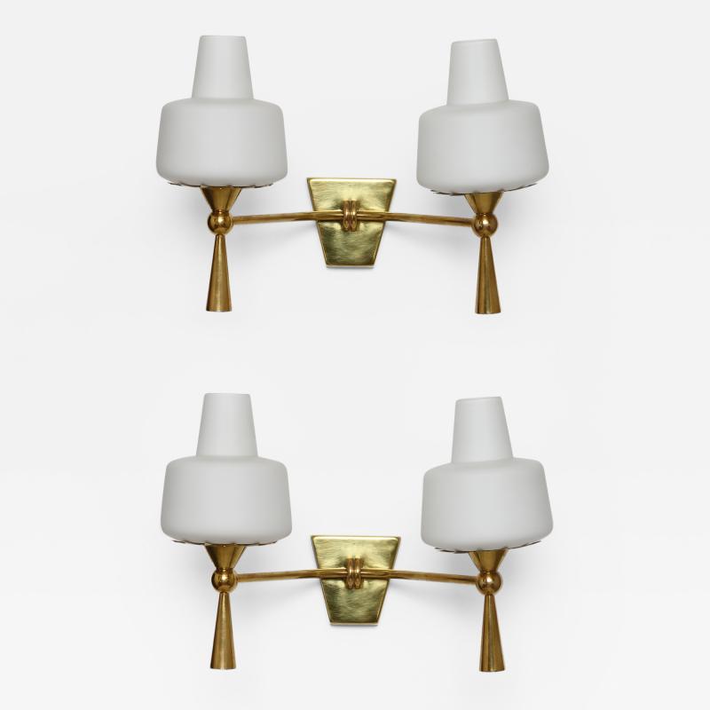  Stilnovo Pair of wall lamps in the style of Maison Lunel