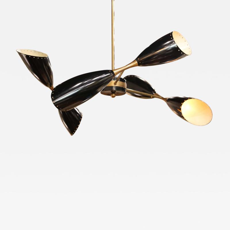  Stilnovo Stillnovo Style Chandelier with Three Double Coned Articulating Arms