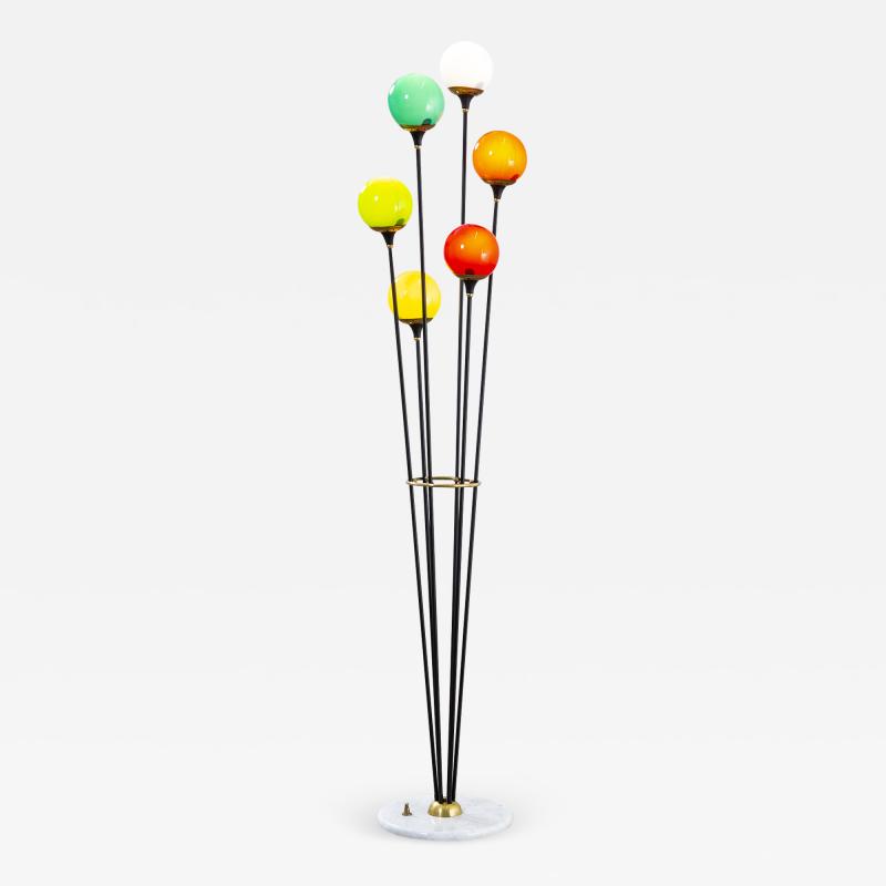 Stilnovo Stilnovo Floor Lamp Model Alberello with Colored Glass Diffusers