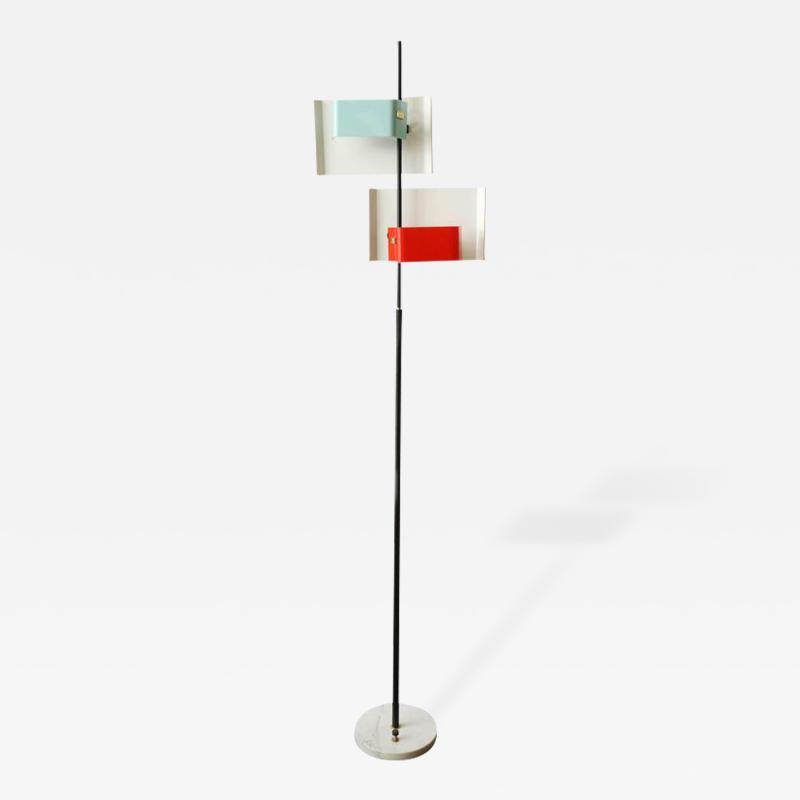  Stilnovo Stilnovo Floor Lamp with Blue and Red Italy 1955