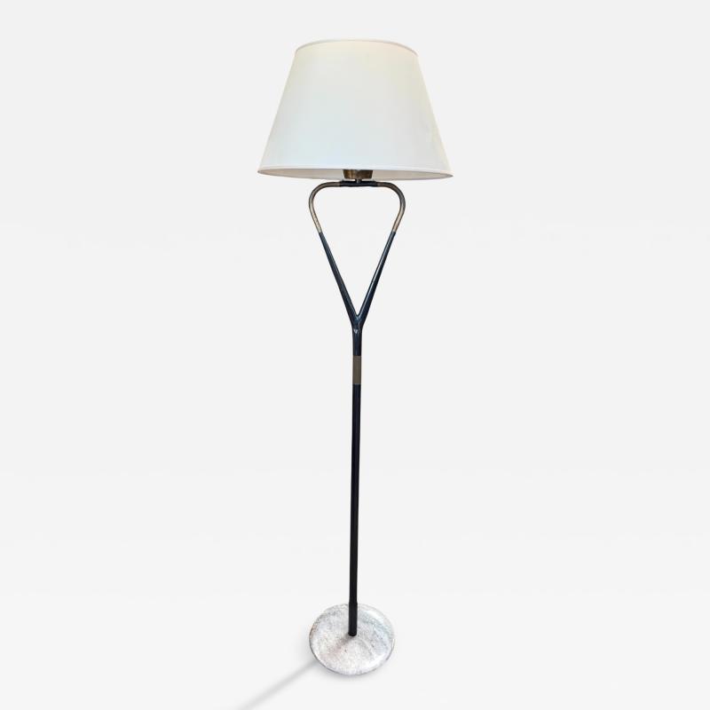  Stilnovo Stilnovo Floor Lamp with Marble Base and Sculptural Frame Italy 1950s