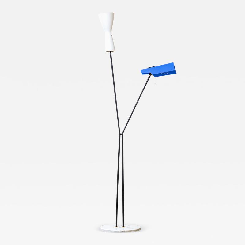  Stilnovo Stilnovo Floor Lamp with Two Diffusers with Marble Base