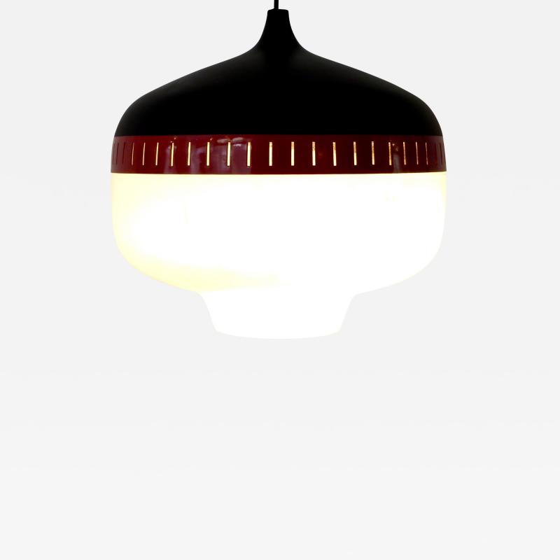  Stilnovo Stilnovo Italian Pendant Light Metal and Brushed Satin Opaque Glass Diffuser