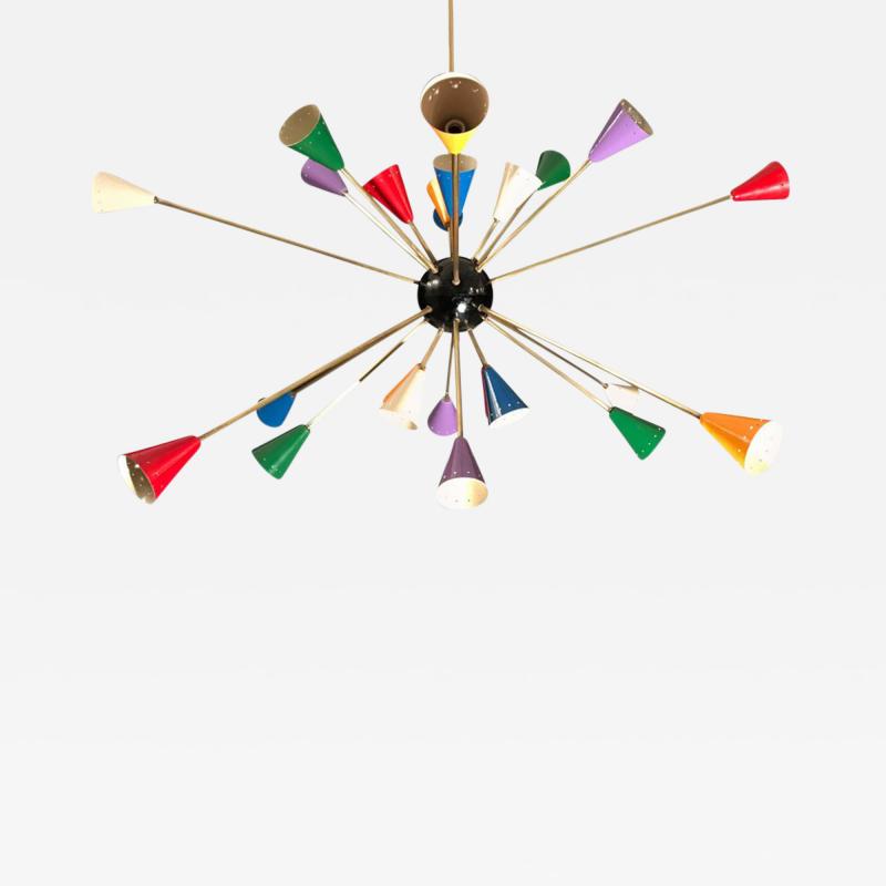  Stilnovo Stilnovo Multi Color Sputnik Chandelier Mid Century Italian Design