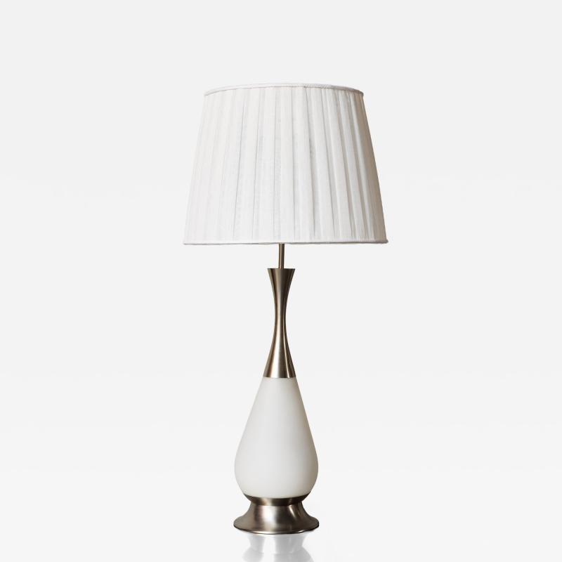  Stilnovo Stilnovo Opaline Glass and Brushed Steel Table Lamp