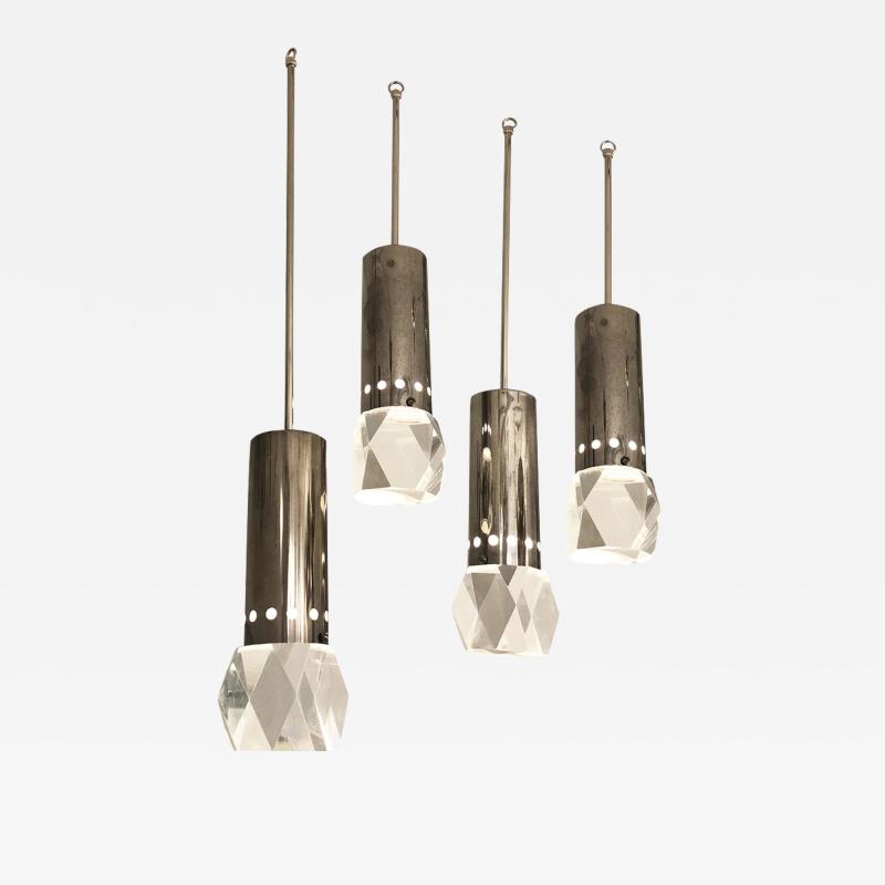  Stilnovo Stilnovo Pendants with Facted Lucite Shades