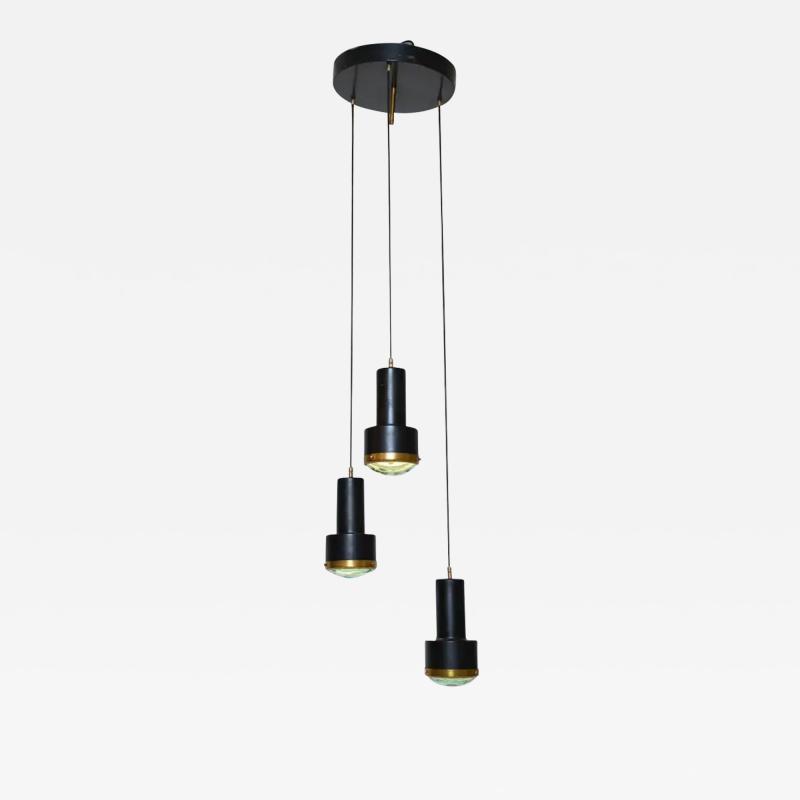  Stilnovo Stilnovo Three Light Faceted Glass Chandelier