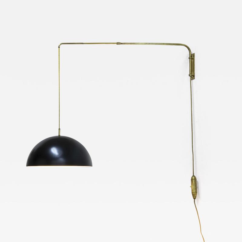  Stilnovo Stilnovo Wall Lamp Extendable Arm in Brass and Lacquered Metal 50s