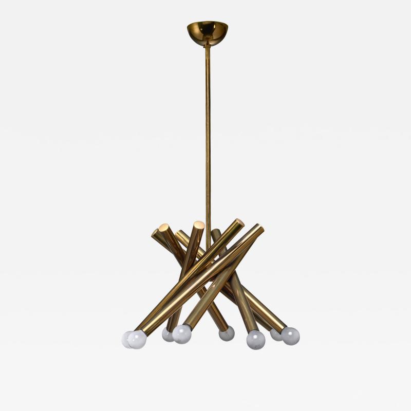  Stilnovo Stilnovo brass chandelier with 8 arms Italy