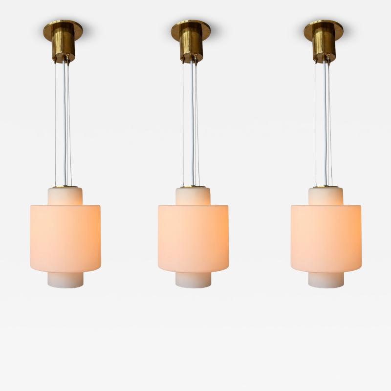  Stilnovo Stilnovo ceiling pendant in opaline glass and brass Italy 1960s