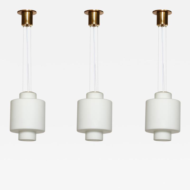  Stilnovo Stilnovo ceiling pendant in opaline glass and brass Italy circa 1960s