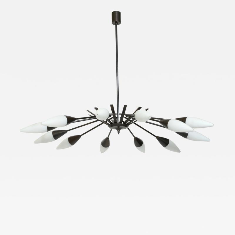  Stilnovo Stilnovo chandelier in patinated brass Italy circa 1960s