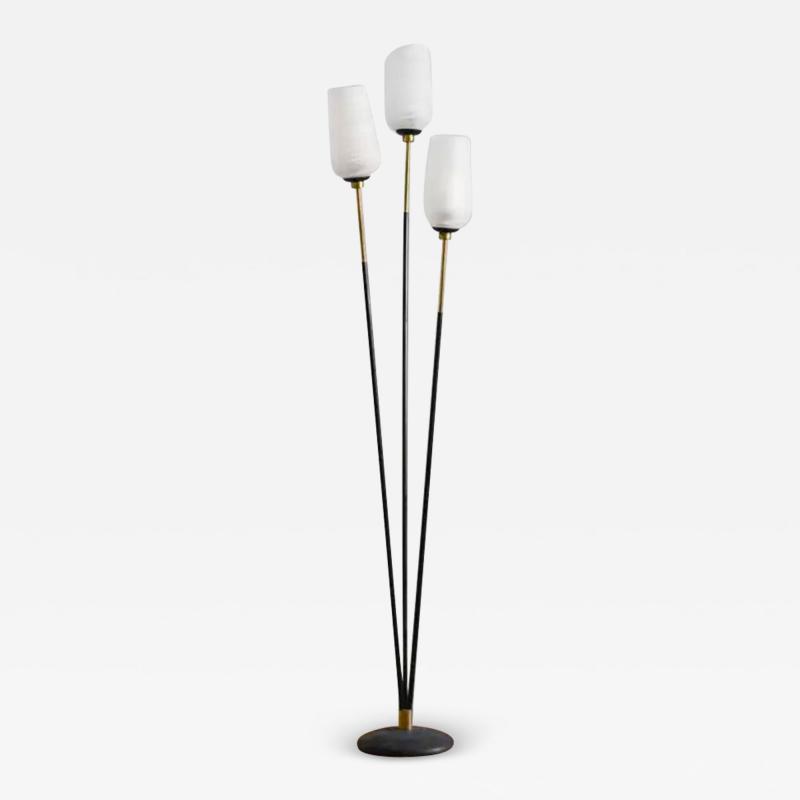  Stilnovo Stilnovo floor lamp from the 70s made of metal brass and satin glass