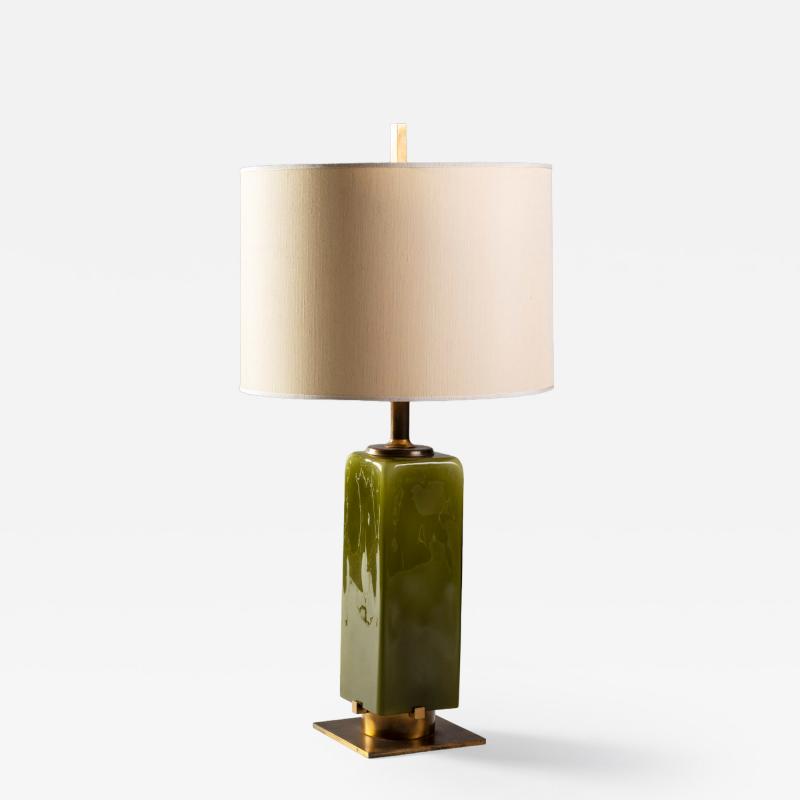  Stilnovo Stilnovo table lamp mod 8083 in colored glass and brass Italy 1960s