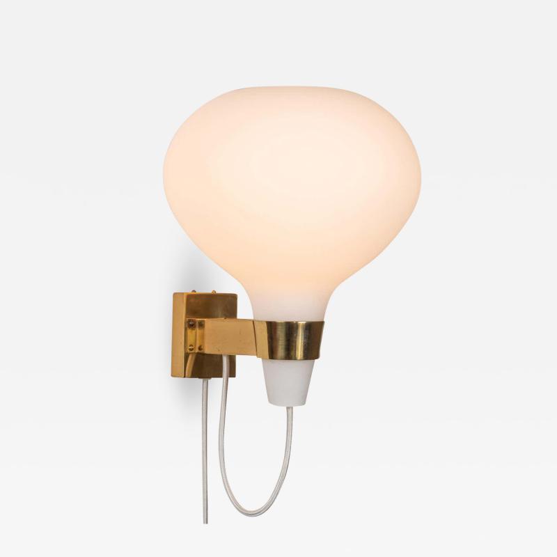  Stockmann Orno Large 1950s Lisa Johansson Pape Bulbo Glass and Brass Wall Lamp for Orno