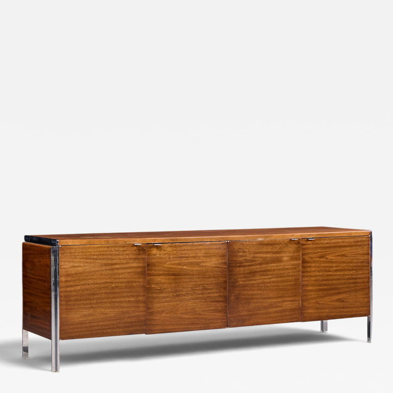 Stow Davis Furniture Co Alexis Yermakov for Stow Davis Electra Series Walnut and Chrome Credenza