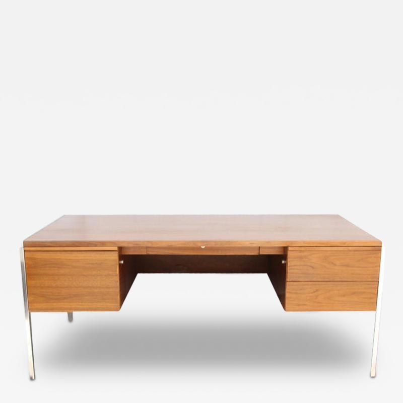  Stow Davis Furniture Co Mid Century Modern Walnut and Aluminium Desk by Alexis Yermakov for Stow Davis