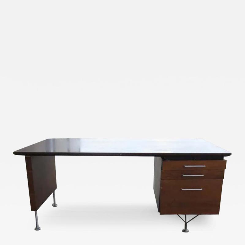  Stow Davis Furniture Co Vintage Walnut Single Pedestal Desk by Stow Davis