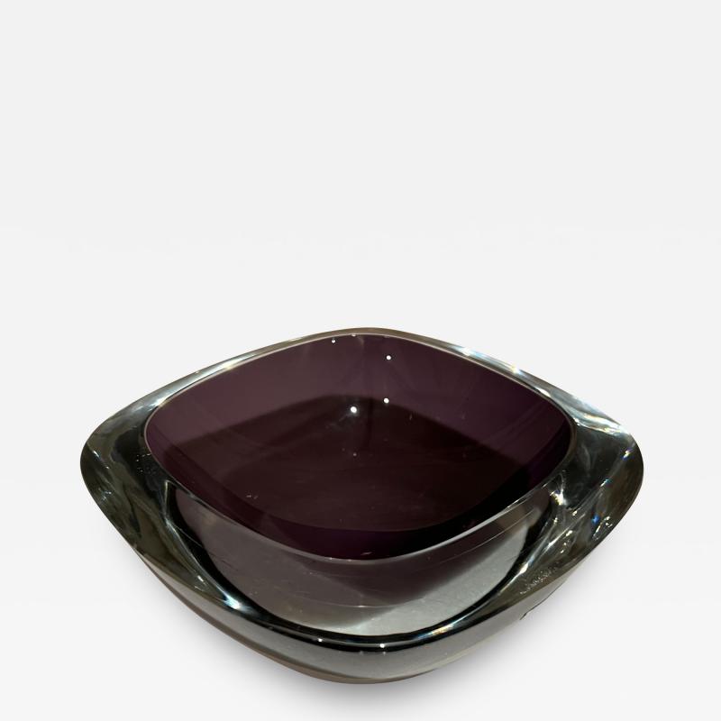  Strombergshyttan 1960s Strombergshyttan Sweden Sommerso Art Glass Dish in Amethyst