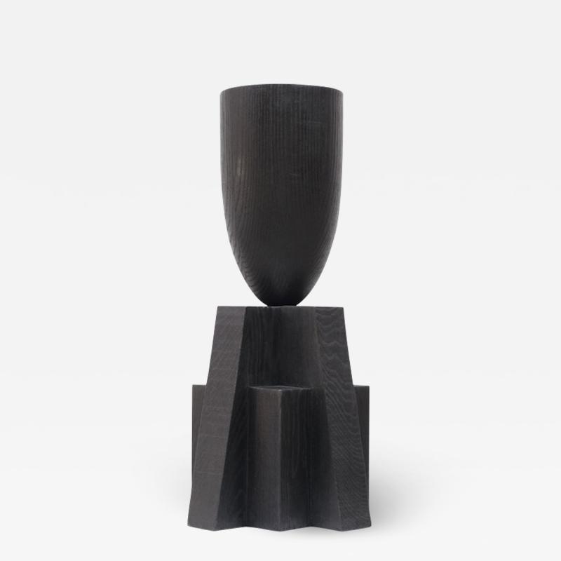  Studio Arno Declercq ARNO DECLERCQ LARGE BABEL VASE BLACK BELGIAN OAK