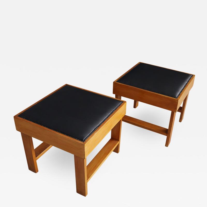  Studio BBPR Pair of MidCentury stools by BBPR Studio in Pear wood vinyl 1930s