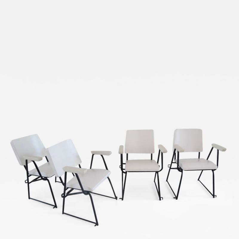  Studio BBPR Set of 12 Attr Studio BBPR Armchairs Withe Laquered Wood Torino 1945