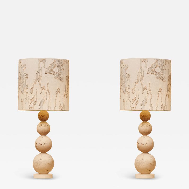  Studio Glustin Travertine stone table lamps by Galerie Glustin