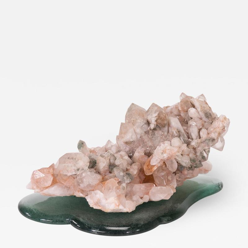  Studio Greytak Studio Greytak Himalayan Quartz on Cast Glass Pink Quartz Green Art Glass