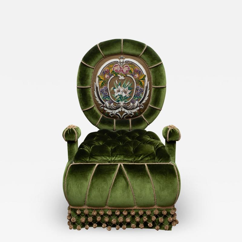  Studio Maison Nurita Studio Maison Nurita Napoleon III Inspired Green Velvet Beaded Chair