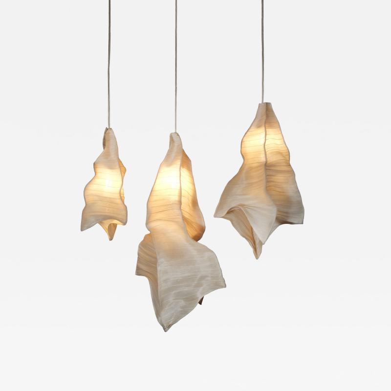  Studio Mirei Modern Fabric Pendant Light Phantasma Set of 3 from Studio Mirei