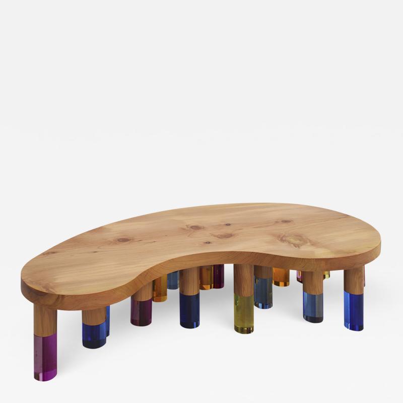  Studio Superego Studio Superego Modern Wood and Multicolor Plexiglass Italian Coffee Table