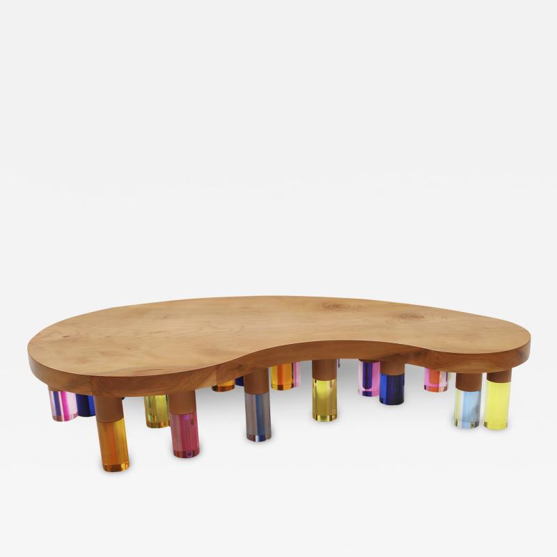  Studio Superego Studio Superego Modern Wood and Multicolor Plexiglass Italian Coffee Table