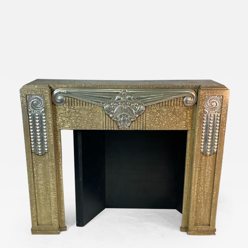  Sue et Mare ART DECO DECORATIVE FIRE PLACE MANTEL WITH STUNNING SILVER LEAF ACCENT