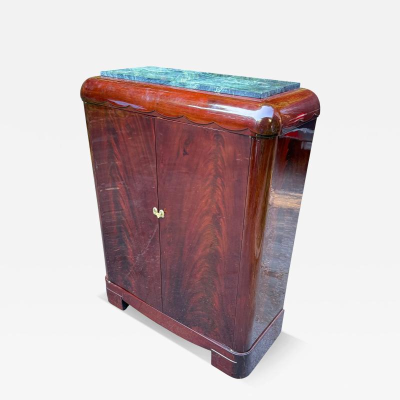 Sue et Mare RARE ELEGANT FRENCH ART DECO MARBLE FLAME MAHOGANY CABINET BY SUE ET MARE