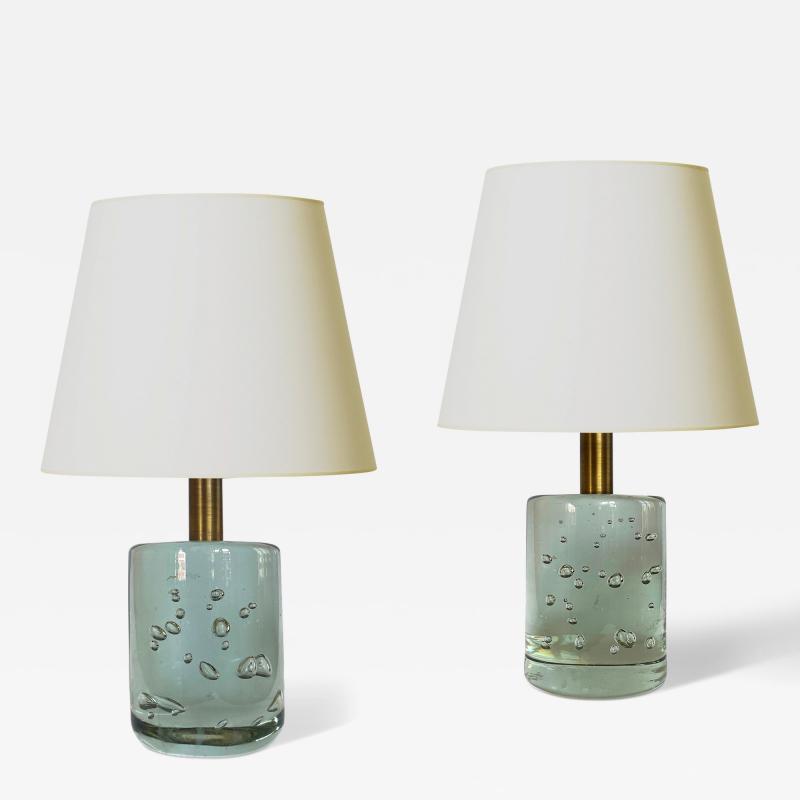 Svenskt Tenn Pair of Bubble Glass Cylinder Table Lamps by Josef Frank
