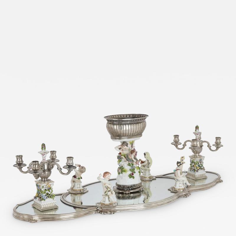  T tard Fr res French porcelain and silver centrepiece suite by T tard and Samson