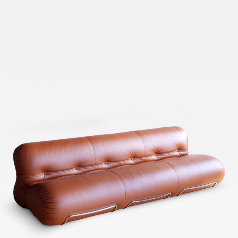  Tacchini A Luxurious Tacchini Orsola Cognac Leather Sofa 