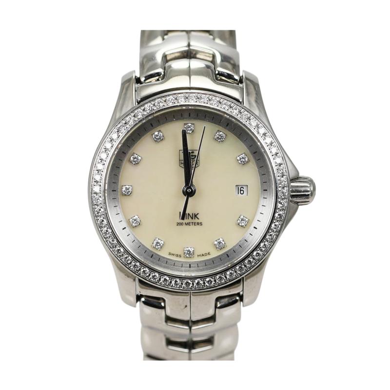  Tag Heuer Tag Heuer Link Stainless Steel Wristwatch Diamond Bezel Dial w Box