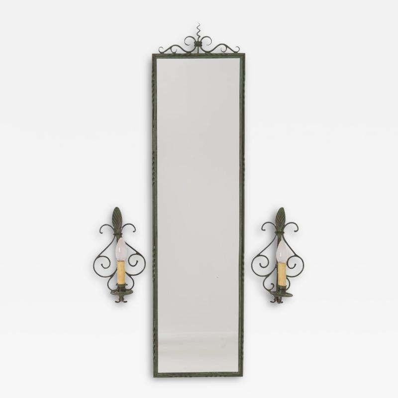  Taidetakomo Hakkarainen Set of Wrought Iron Wall Mirror Lamps Attr Taidetakomo Hakkarainen 1930s