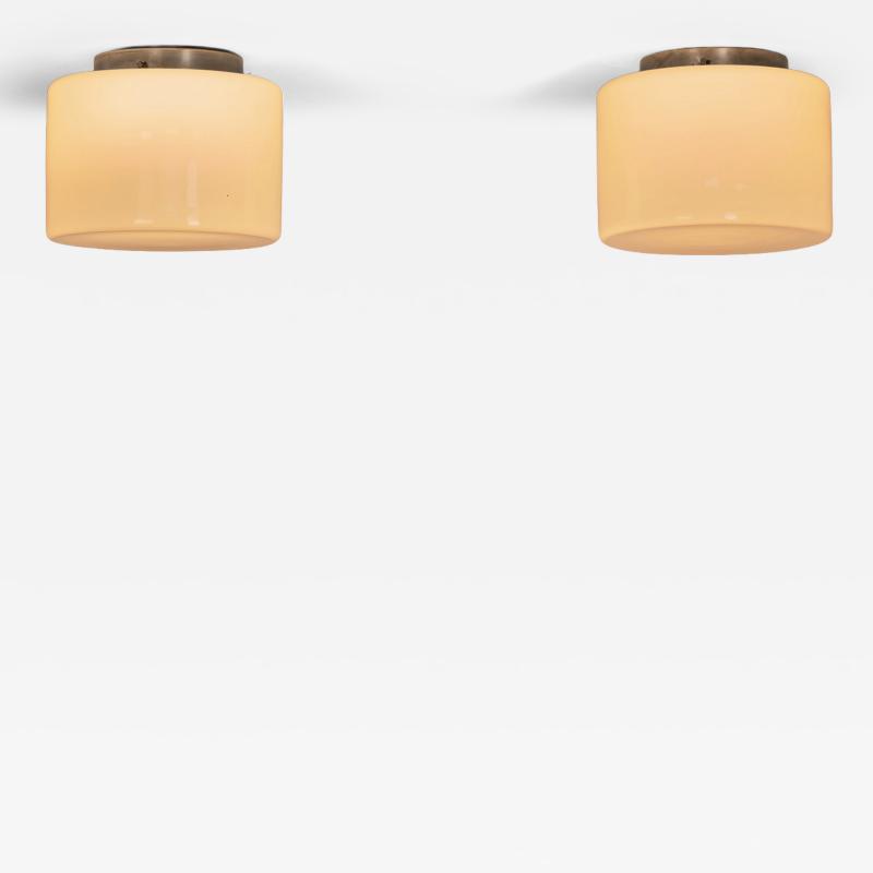  Taito Oy Pair of Opal Glass Ceiling Lights by Paavo Tynell for Taito Finland 1930s